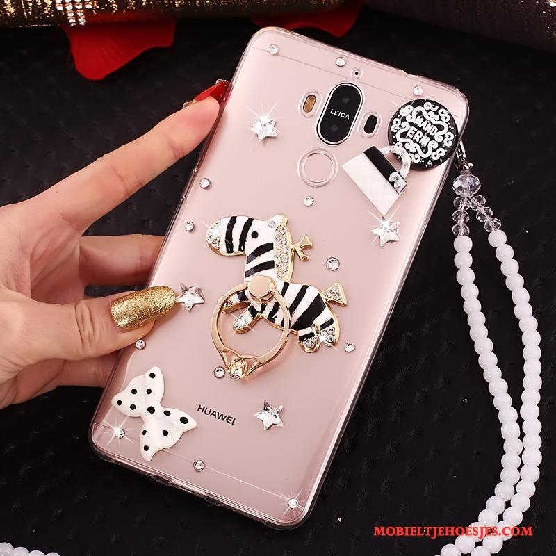 Huawei Mate 10 Pro Vlinderdas Goud Hanger All Inclusive Siliconen Met Strass Hoesje Telefoon