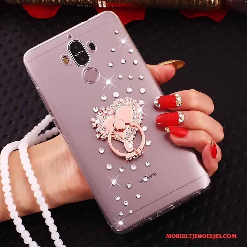 Huawei Mate 10 Pro Vlinderdas Goud Hanger All Inclusive Siliconen Met Strass Hoesje Telefoon