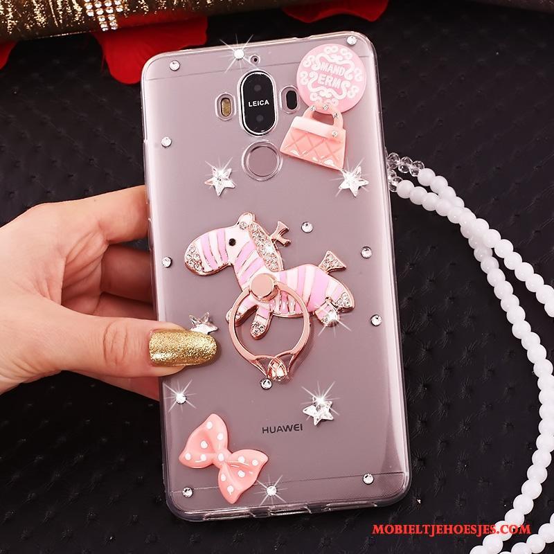 Huawei Mate 10 Pro Vlinderdas Goud Hanger All Inclusive Siliconen Met Strass Hoesje Telefoon