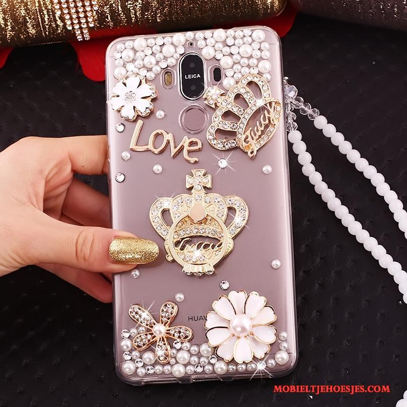 Huawei Mate 10 Pro Vlinderdas Goud Hanger All Inclusive Siliconen Met Strass Hoesje Telefoon