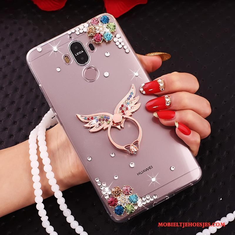 Huawei Mate 10 Pro Vlinderdas Goud Hanger All Inclusive Siliconen Met Strass Hoesje Telefoon