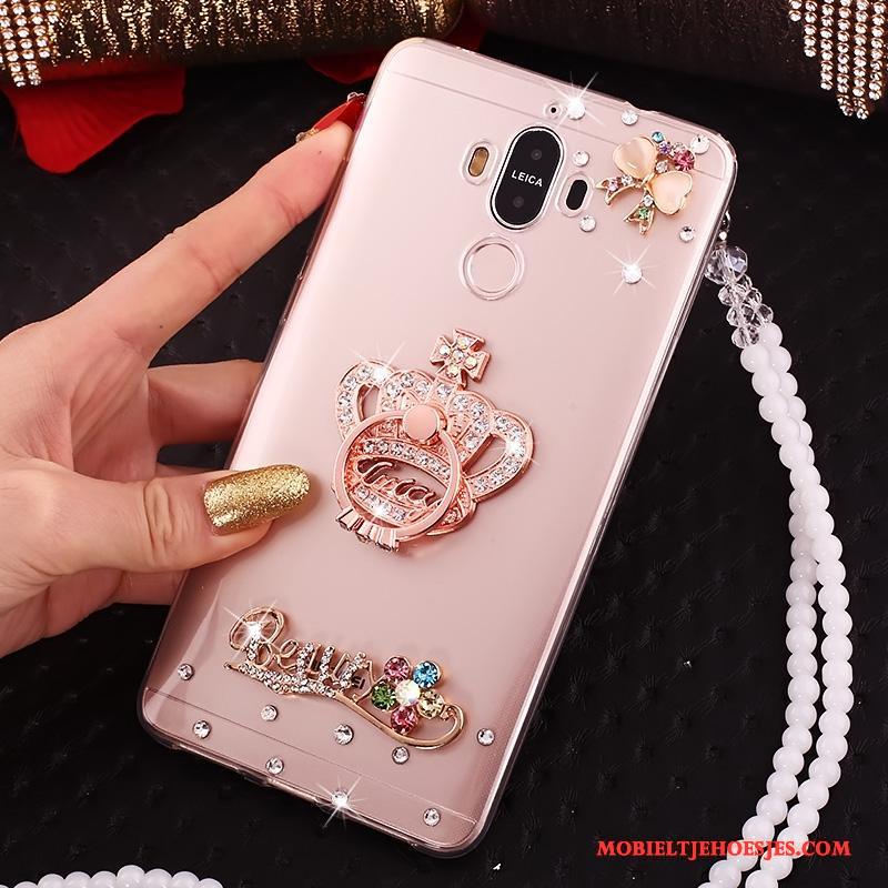 Huawei Mate 10 Pro Vlinderdas Goud Hanger All Inclusive Siliconen Met Strass Hoesje Telefoon