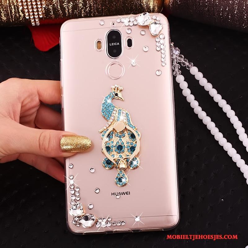 Huawei Mate 10 Pro Vlinderdas Goud Hanger All Inclusive Siliconen Met Strass Hoesje Telefoon