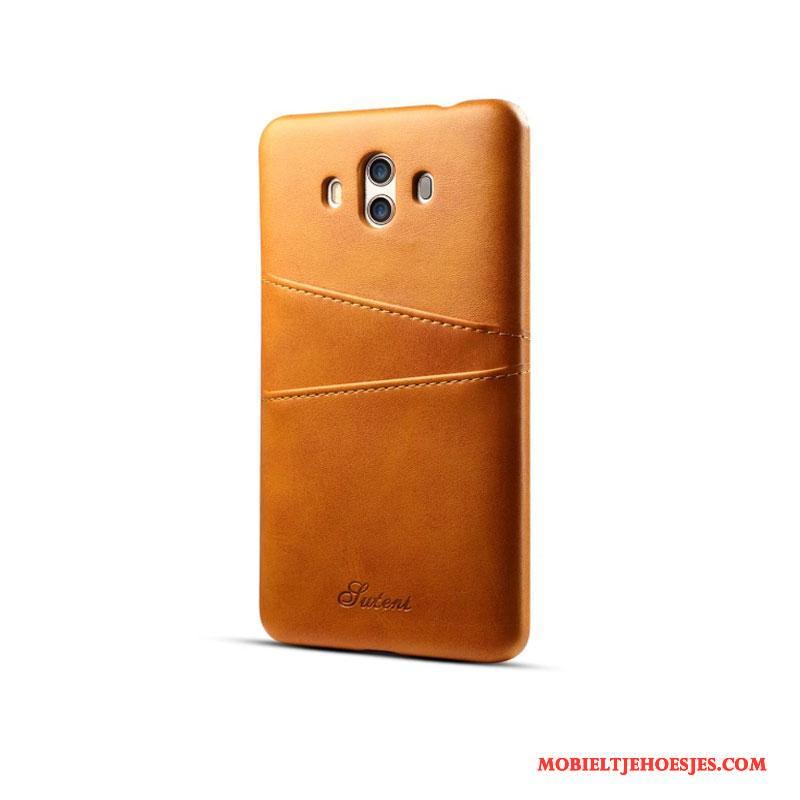Huawei Mate 10 Rood Echt Leer Kaart Anti-fall Hoes Bescherming Hoesje Telefoon