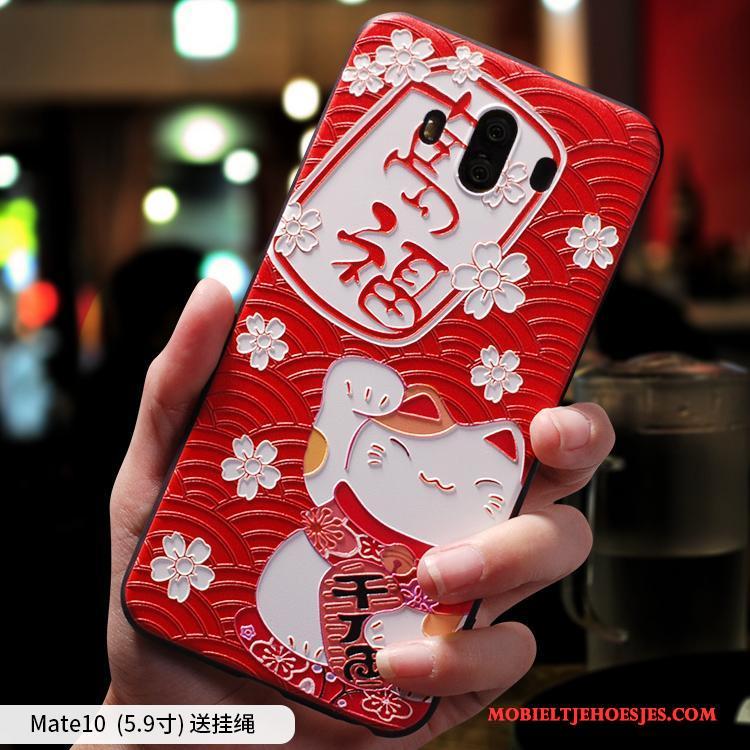 Huawei Mate 10 Siliconen Hoes Zacht Hoesje Telefoon Trend Scheppend Rood