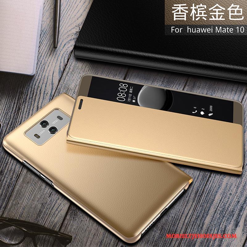 Huawei Mate 10 Zilver Leren Etui Anti-fall Hoes Hoesje Telefoon Folio Bescherming