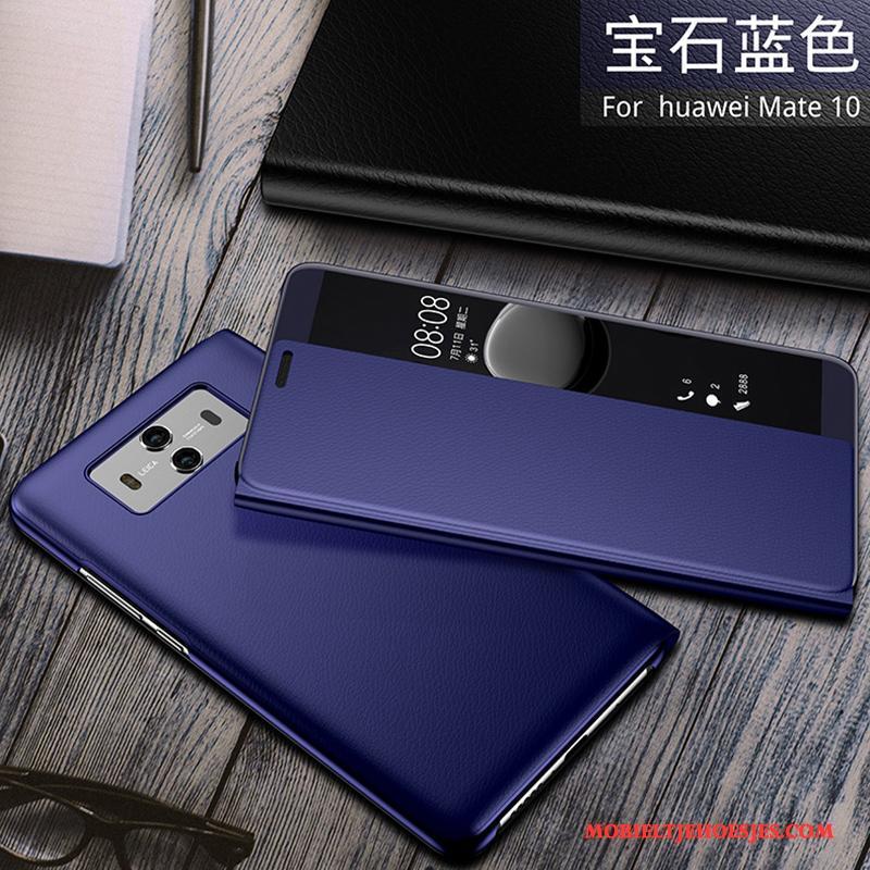 Huawei Mate 10 Zilver Leren Etui Anti-fall Hoes Hoesje Telefoon Folio Bescherming