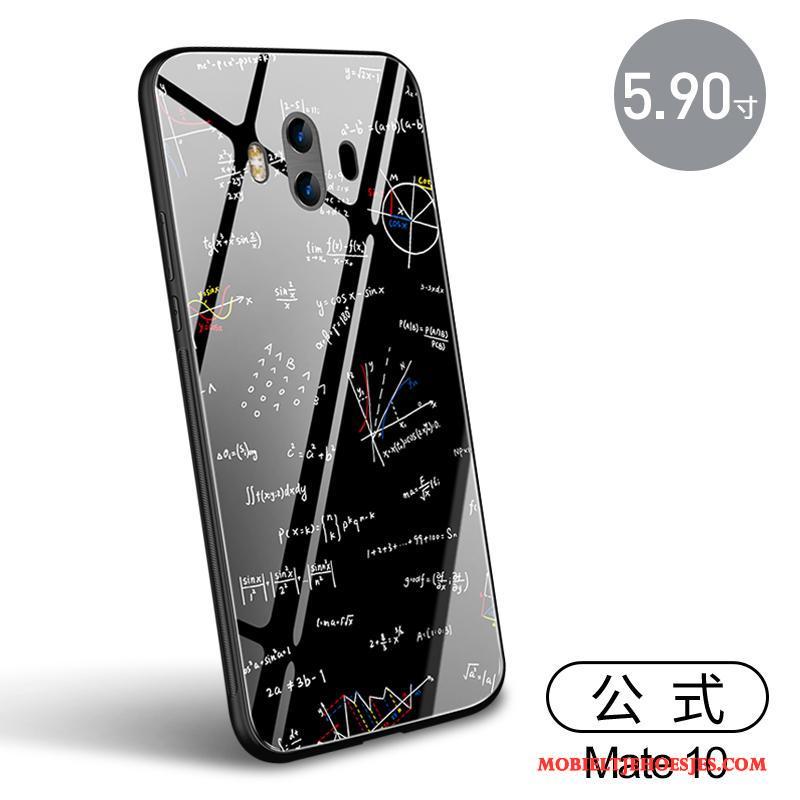 Huawei Mate 10 Zwart Hoesje Glas Siliconen Telefoon Bescherming Anti-fall