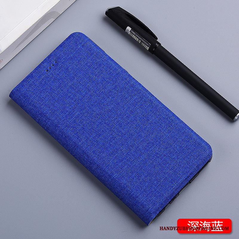 Huawei Mate 20 Lite Folio Siliconen Leren Etui Katoen En Linnen Hoesje Telefoon Blauw Bescherming