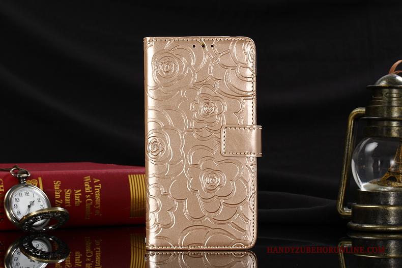 Huawei Mate 20 Pro Hoesje Leren Etui Goud Mobiele Telefoon Bloemen Winterslaap High End