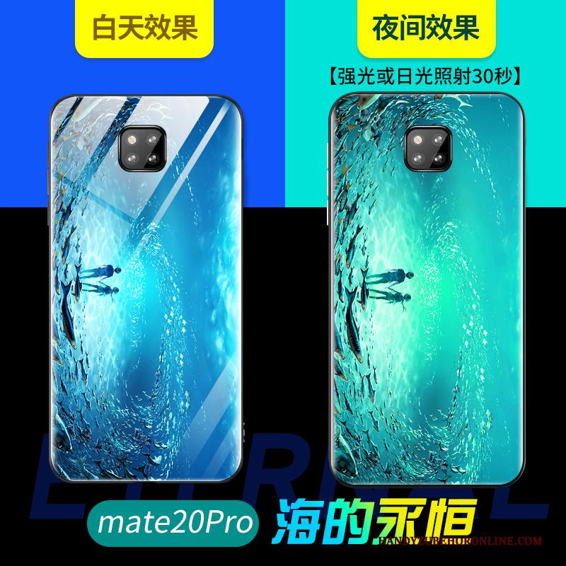 Huawei Mate 20 Pro Lichtende Schrobben Hoesje Telefoon Blauw Net Red Scheppend Bescherming