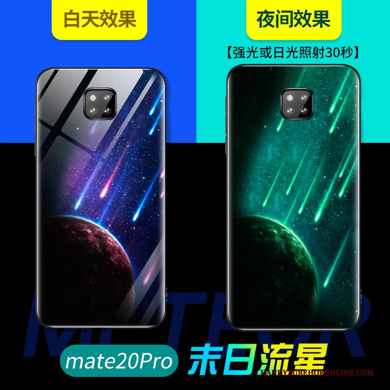 Huawei Mate 20 Pro Lichtende Schrobben Hoesje Telefoon Blauw Net Red Scheppend Bescherming