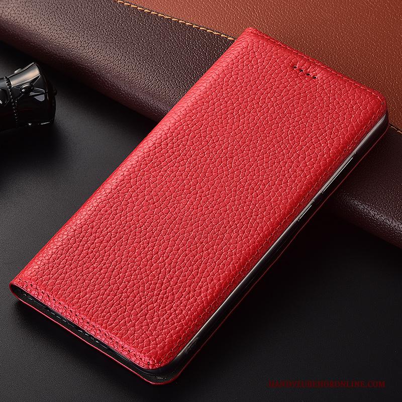 Huawei Mate 20 Rs Luxe Anti-fall Folio Rood Hoesje Telefoon Soort Aziatische Vrucht Leren Etui