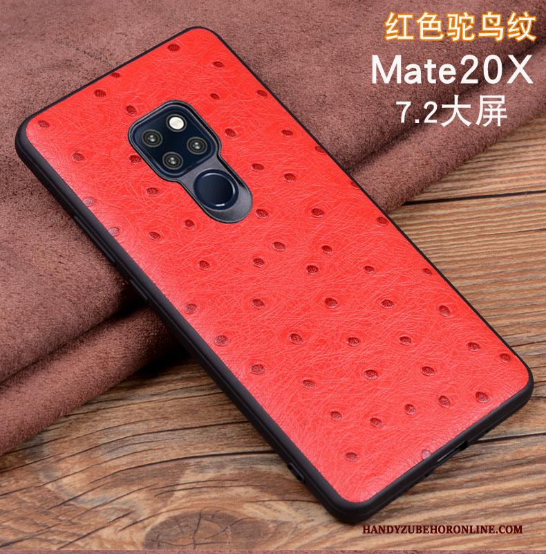 Huawei Mate 20 X Echt Leer Zwart Mobiele Telefoon Hoes Hoesje Leren Etui Bescherming