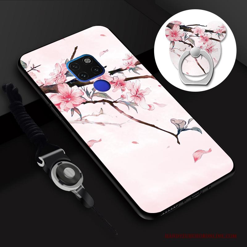 Huawei Mate 20 X Roze Hoes Hanger Hoesje Telefoon Zacht Geschilderd