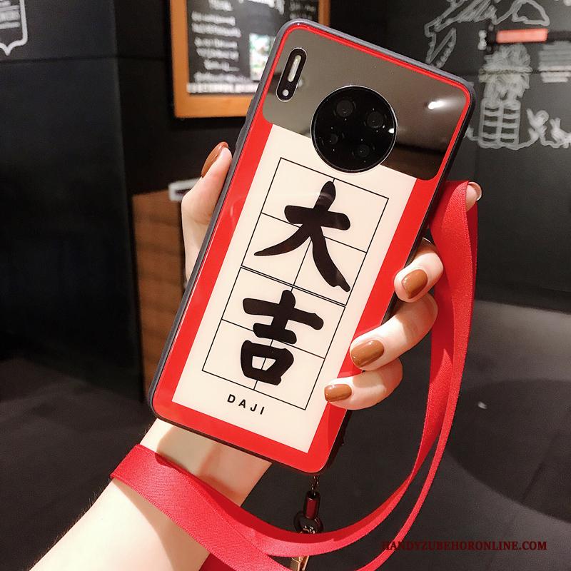 Huawei Mate 30 Chinese Stijl Nieuw Hoesje Telefoon Glas Rood Hanger