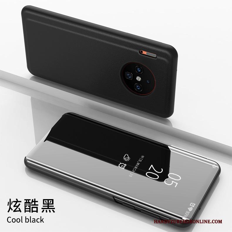 Huawei Mate 30 Pro Ondersteuning Blauw Hoesje Telefoon Bescherming Leren Etui Spiegel Scheppend