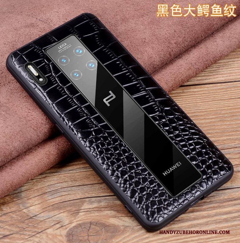 Huawei Mate 30 Rs Zwart Bescherming Hoesje Leren Etui Folio Telefoon High End