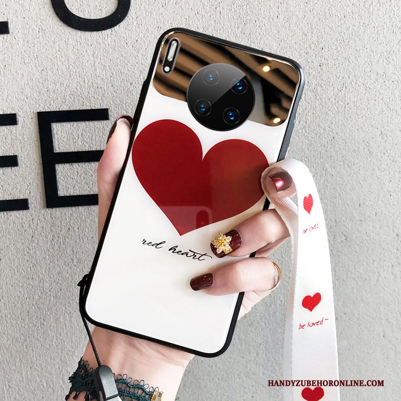 Huawei Mate 30 Spiegel Liefde Hart Hanger Hoesje Telefoon Opknoping Nek Lovers