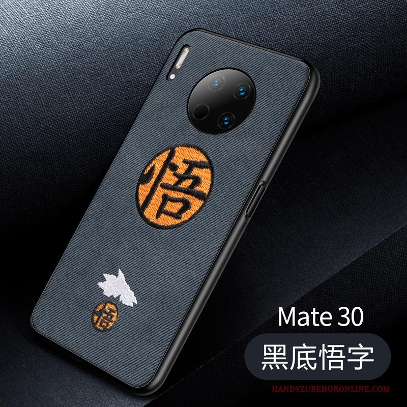 Huawei Mate 30 Trendy Merk Anti-fall Hoesje Scheppend Borduurwerk Zacht Tempereren