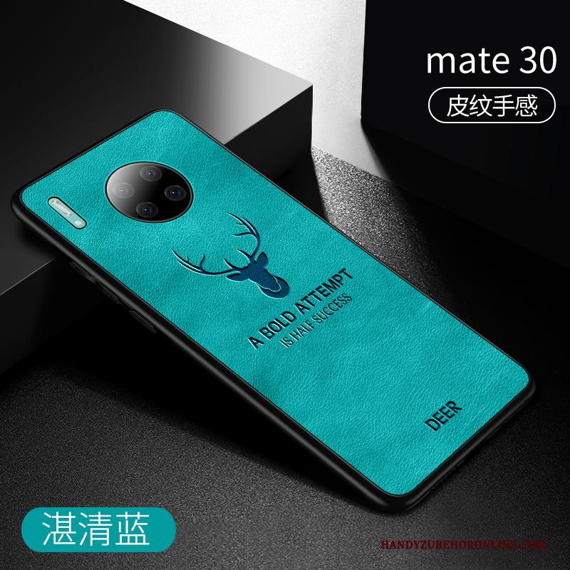 Huawei Mate 30 Trendy Merk Zacht Leren Etui Blauw All Inclusive Dun Hoesje Telefoon
