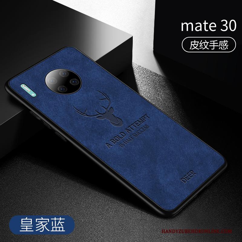 Huawei Mate 30 Trendy Merk Zacht Leren Etui Blauw All Inclusive Dun Hoesje Telefoon