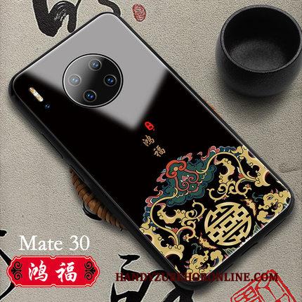 Huawei Mate 30 Wit Hoesje Telefoon Glas Chinese Stijl Echte