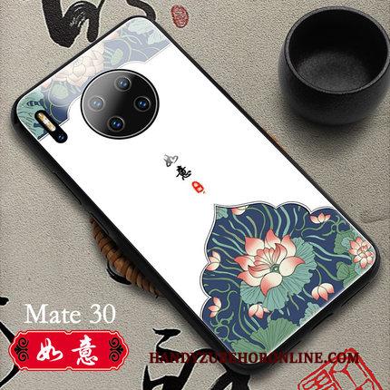 Huawei Mate 30 Wit Hoesje Telefoon Glas Chinese Stijl Echte