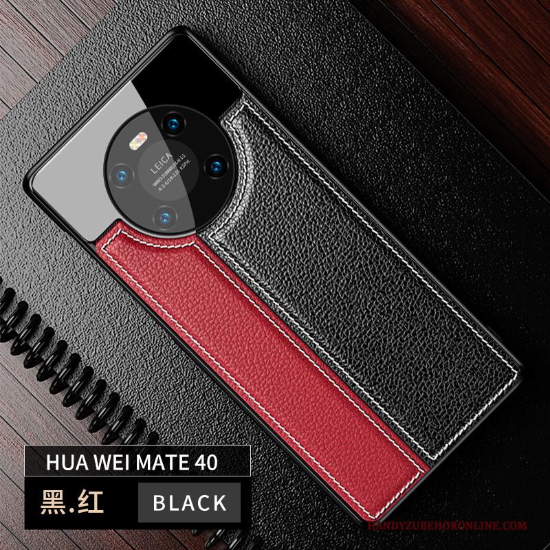 Huawei Mate 40 Hoesje Nieuw Scheppend Leer Zwart Spiegel Persoonlijk High End