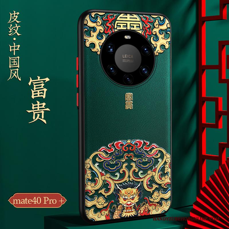 Huawei Mate 40 Pro+ Chinese Stijl Trend Anti-fall Hoesje Donkerblauw Nieuw Telefoon
