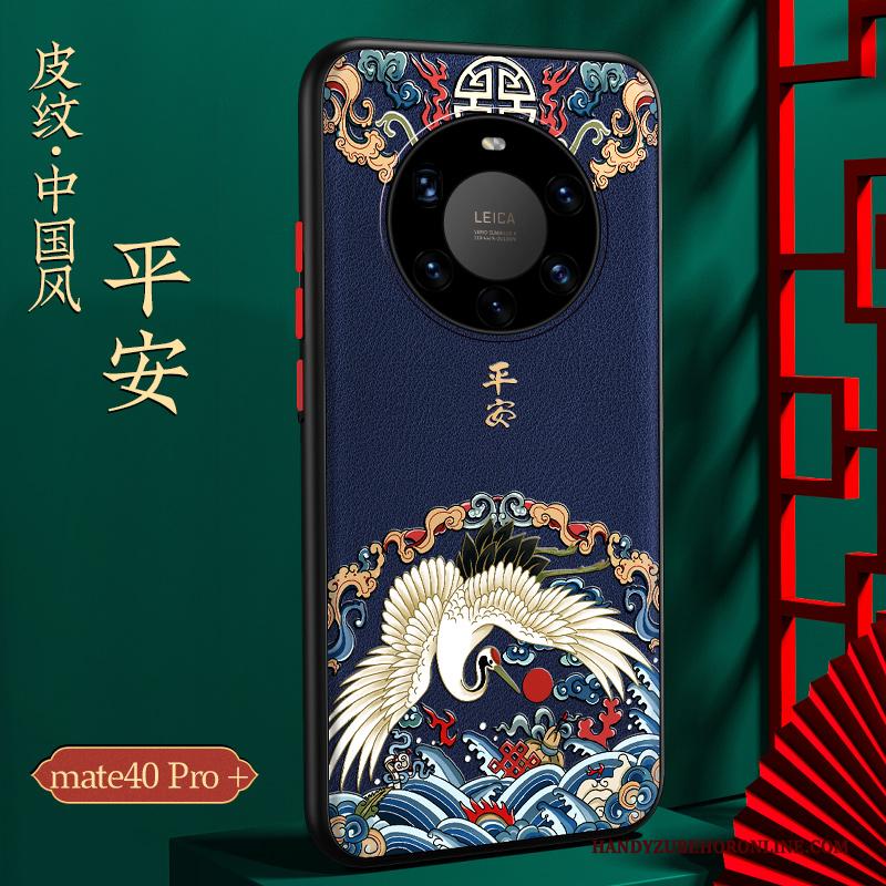 Huawei Mate 40 Pro+ Chinese Stijl Trend Anti-fall Hoesje Donkerblauw Nieuw Telefoon