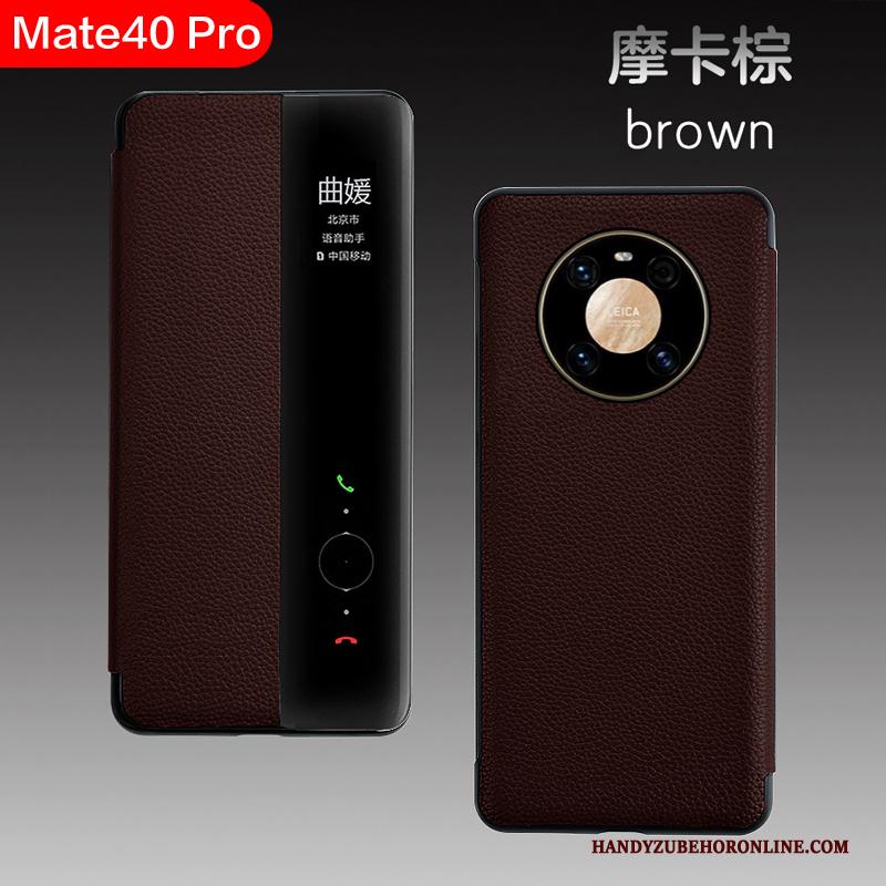 Huawei Mate 40 Pro High End Bedrijf Hoesje Telefoon All Inclusive Anti-fall Rood Leren Etui