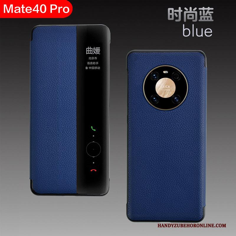Huawei Mate 40 Pro High End Bedrijf Hoesje Telefoon All Inclusive Anti-fall Rood Leren Etui