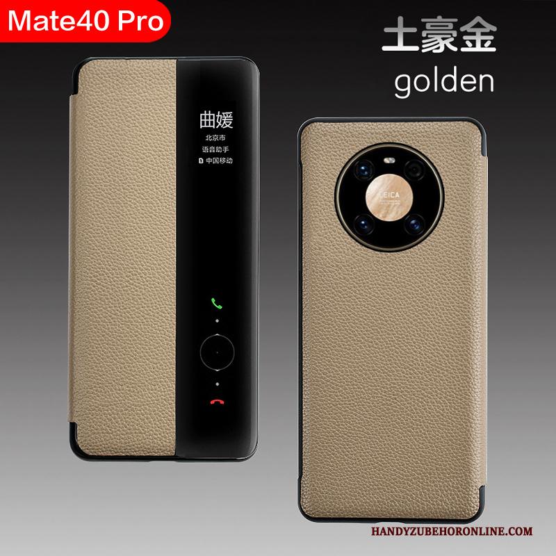 Huawei Mate 40 Pro High End Bedrijf Hoesje Telefoon All Inclusive Anti-fall Rood Leren Etui