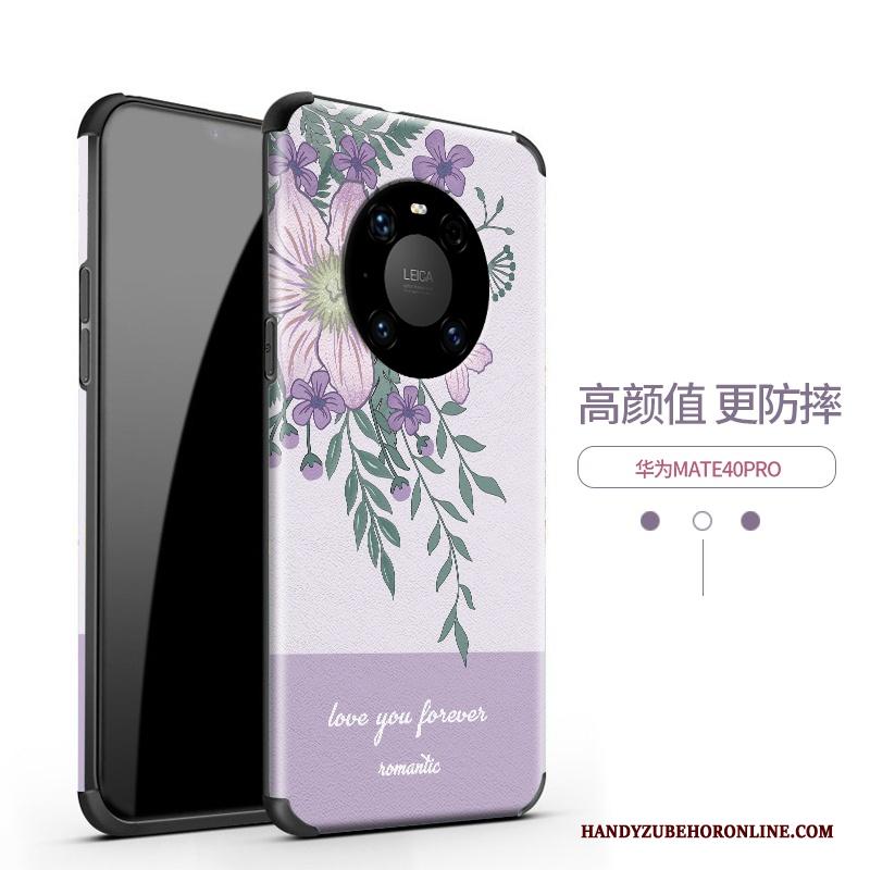 Huawei Mate 40 Pro Hoes Hoesje Telefoon Bloemen Anti-fall Schrobben Zacht Vintage