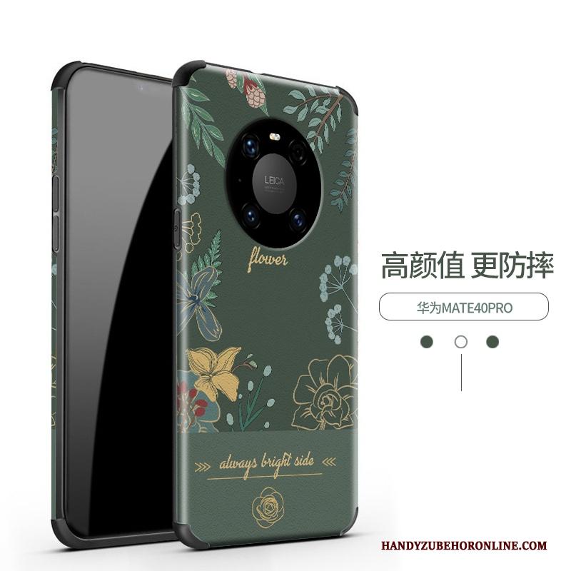 Huawei Mate 40 Pro Hoes Hoesje Telefoon Bloemen Anti-fall Schrobben Zacht Vintage