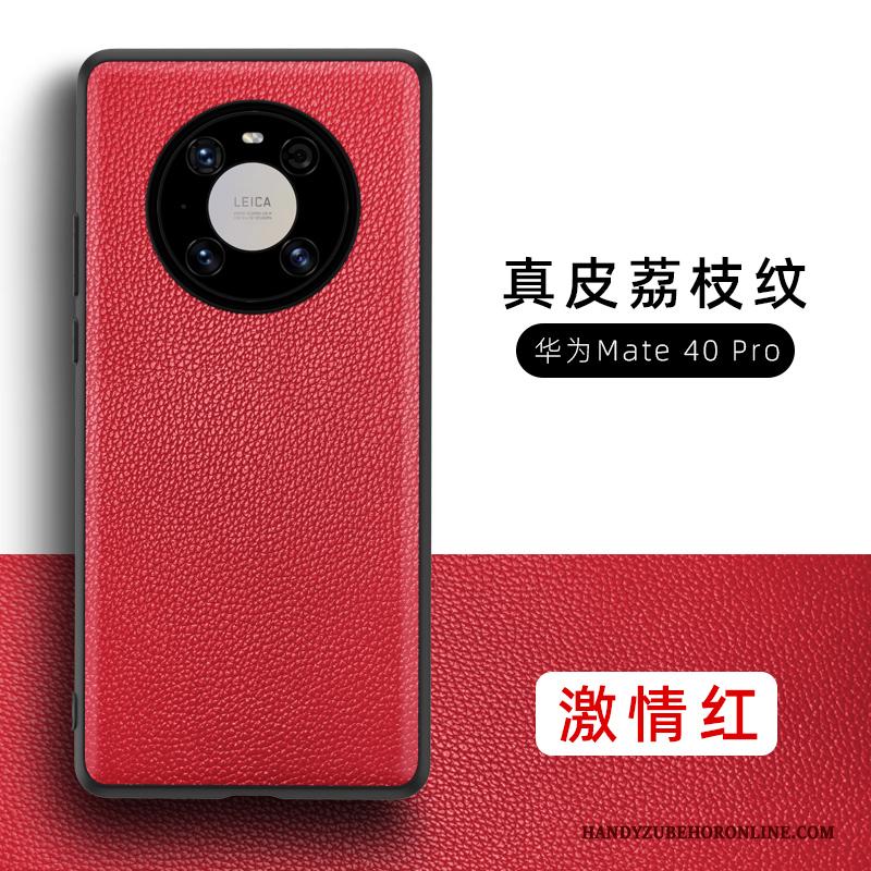 Huawei Mate 40 Pro Hoesje Anti-fall Echt Leer All Inclusive Hoes Dun Leren Etui Bescherming