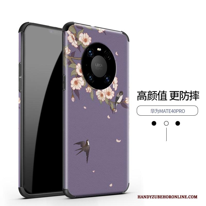 Huawei Mate 40 Pro Hoesje Chinese Stijl Patroon Reliëf Bescherming Zijde Vintage Hoes