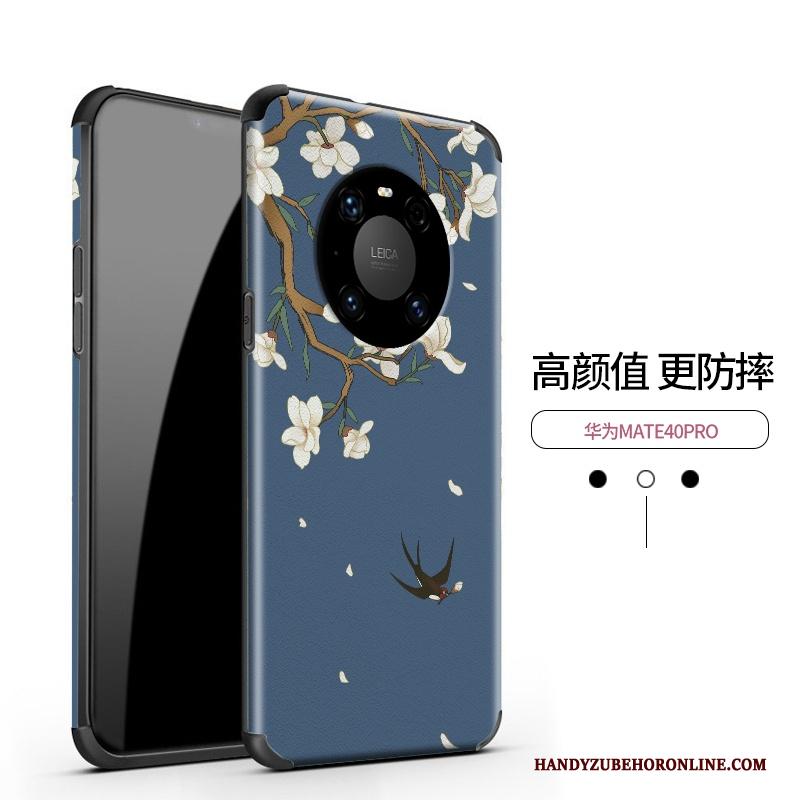Huawei Mate 40 Pro Hoesje Chinese Stijl Patroon Reliëf Bescherming Zijde Vintage Hoes