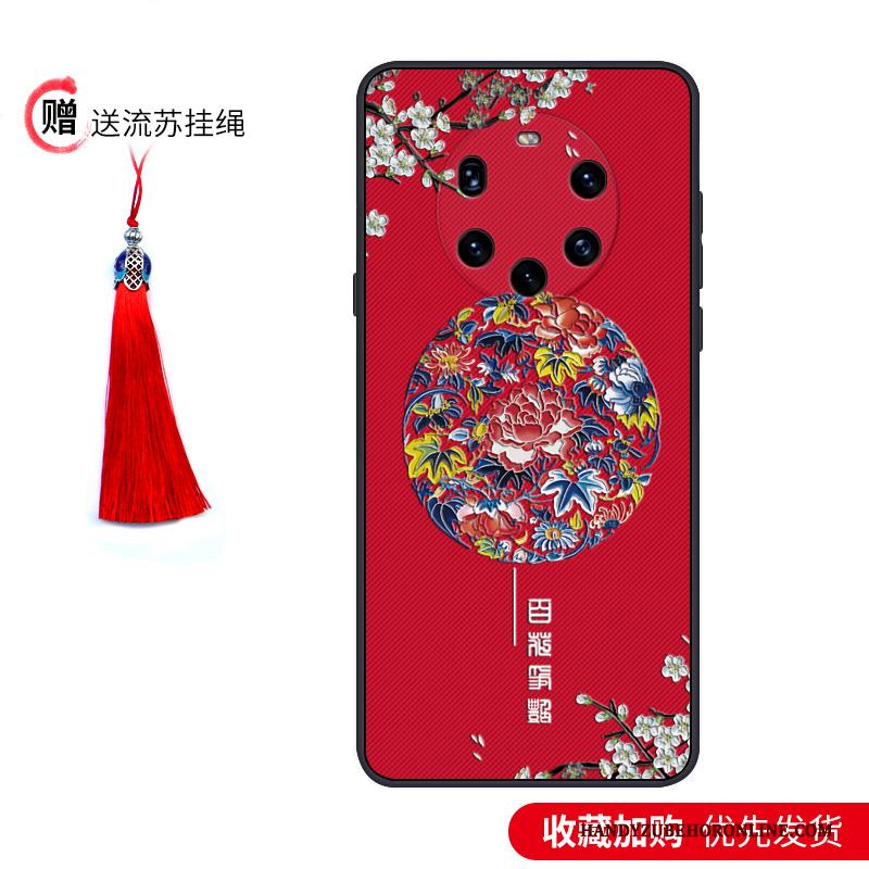 Huawei Mate 40 Pro+ Hoesje Chinese Stijl Zacht Trend Dun Scheppend Schrobben Blauw