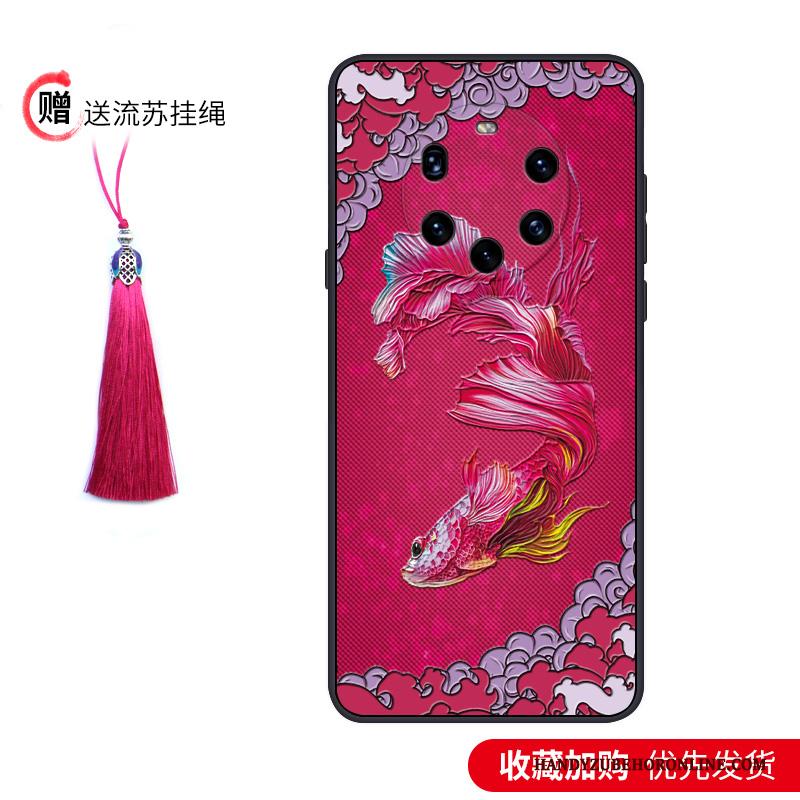 Huawei Mate 40 Pro+ Hoesje Chinese Stijl Zacht Trend Dun Scheppend Schrobben Blauw