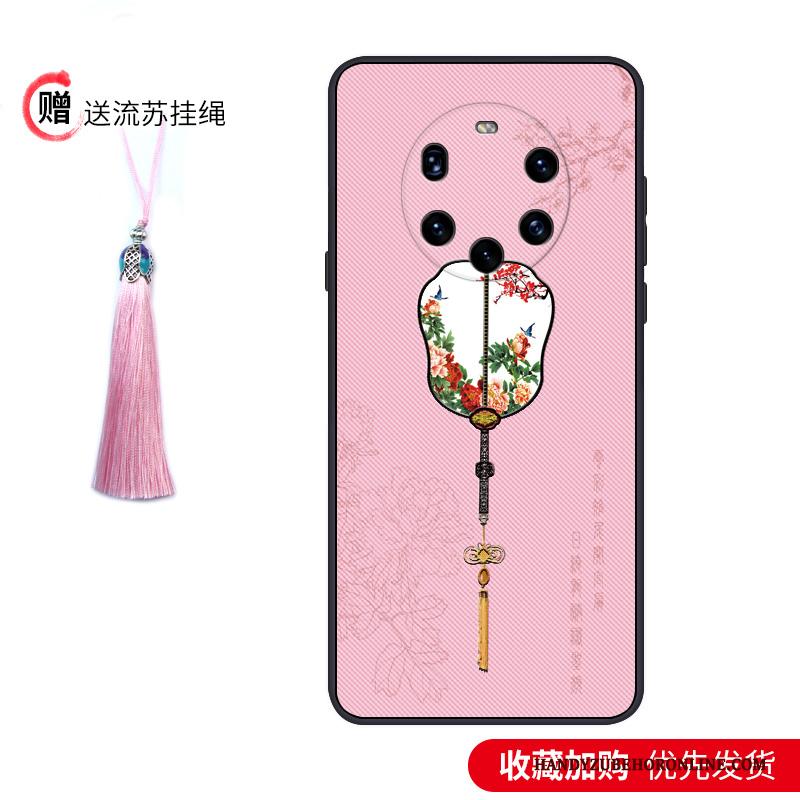 Huawei Mate 40 Pro+ Hoesje Chinese Stijl Zacht Trend Dun Scheppend Schrobben Blauw