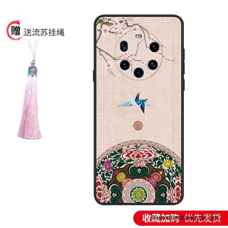 Huawei Mate 40 Pro+ Hoesje Chinese Stijl Zacht Trend Dun Scheppend Schrobben Blauw