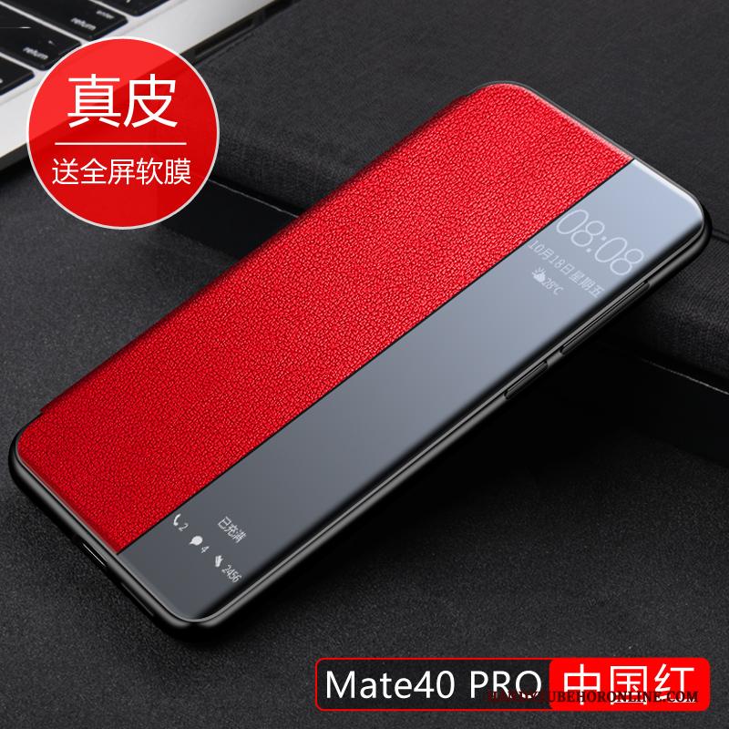 Huawei Mate 40 Pro Hoesje Dun Hoes All Inclusive Leren Etui Anti-fall Echt Leer Bescherming