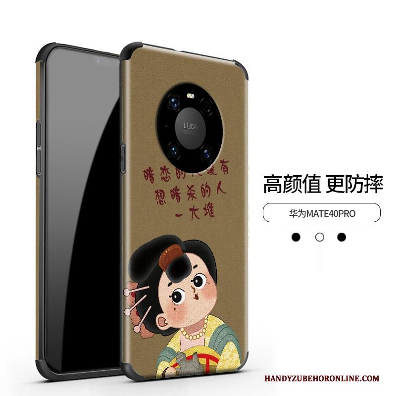 Huawei Mate 40 Pro Zijde Bescherming Chinese Stijl Net Red Reliëf Goud Hoesje