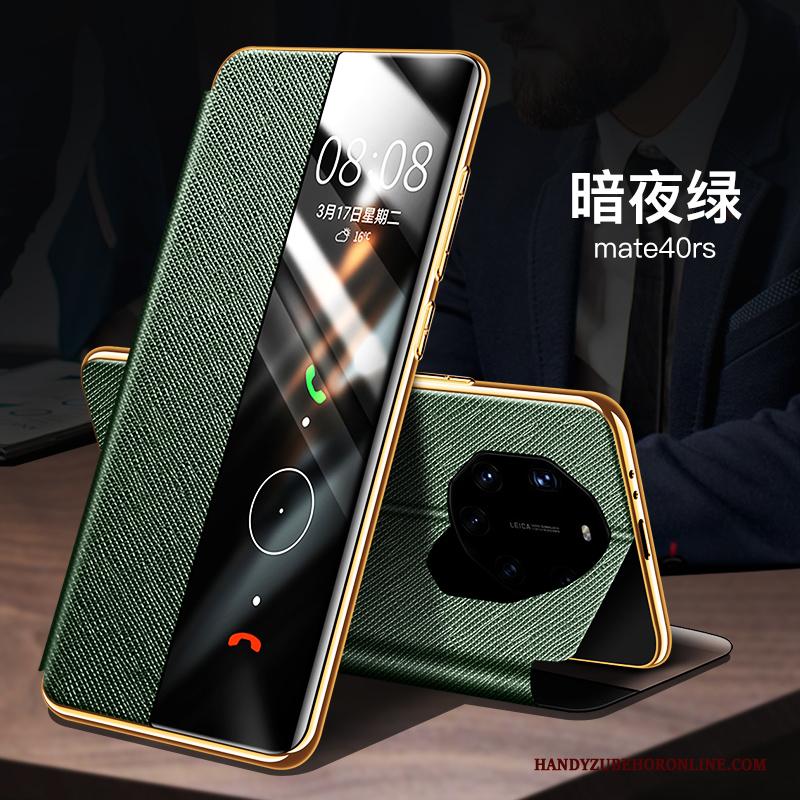 Huawei Mate 40 Rs Hoesje All Inclusive Leren Etui Hoes Clamshell Nieuw Groen Bescherming