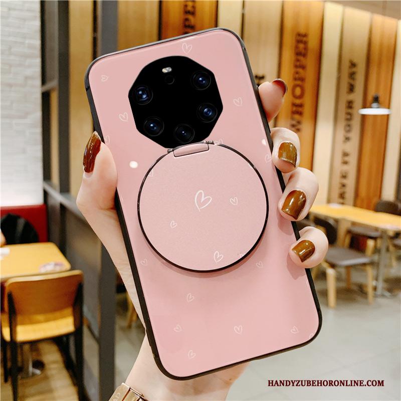 Huawei Mate 40 Rs Hoesje All Inclusive Roze Glas Spiegel Anti-fall Vers Bescherming