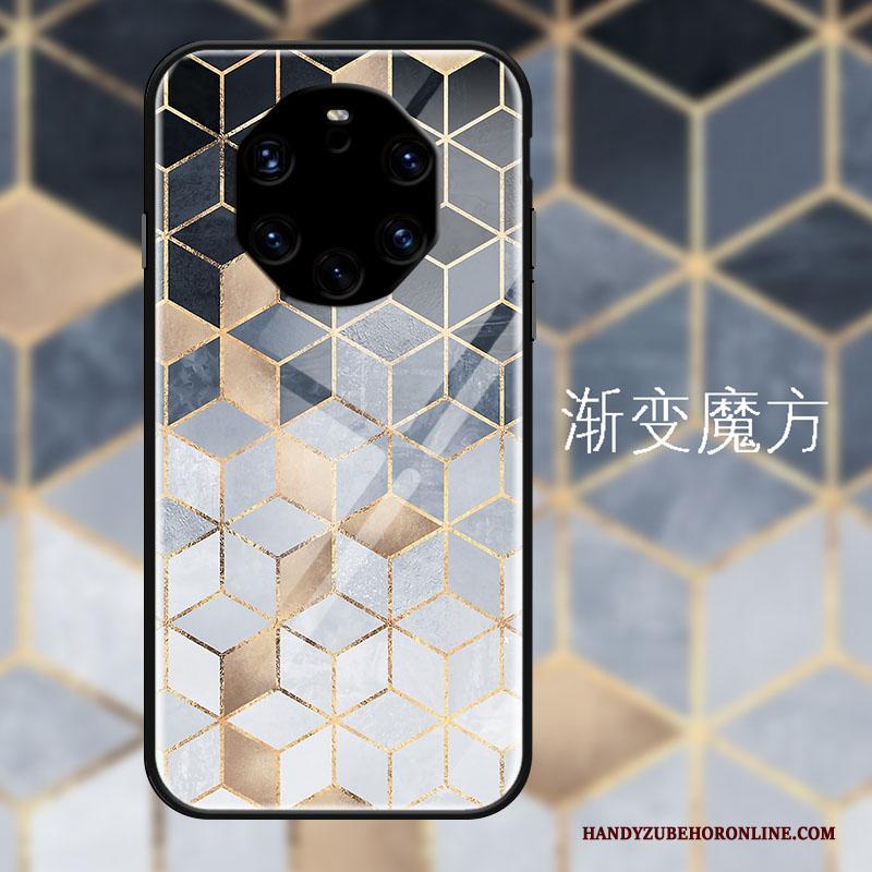 Huawei Mate 40 Rs Scheppend Hoes Hoesje Glas Geometrie Patroon Telefoon