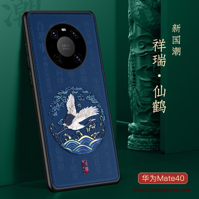 Huawei Mate 40 Trendy Merk Hoes Leren Etui Anti-fall Siliconen Bescherming Hoesje