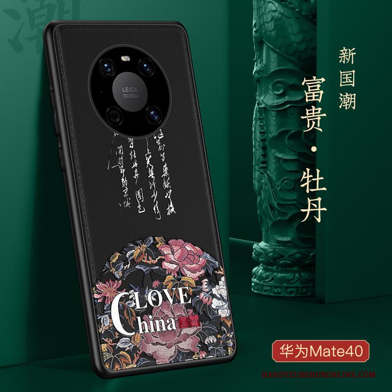 Huawei Mate 40 Trendy Merk Hoes Leren Etui Anti-fall Siliconen Bescherming Hoesje